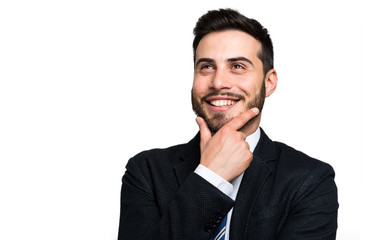 Young man in a pensive expression