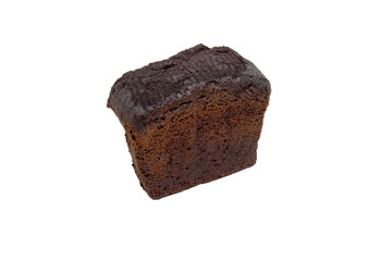 slice of chocolate cake isolated on white background.