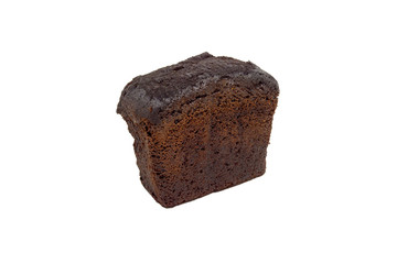slice of chocolate cake isolated on white background.