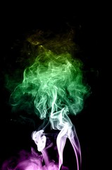 Abstract colorful smoke on white background, smoke background,colorful ink background,Violet, Green, Orange