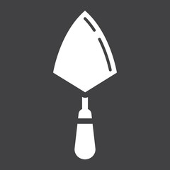 Trowel glyph icon, build and repair, bricklayer sign vector graphics, a solid pattern on a black background, eps 10.