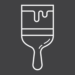 Paint brush line icon, build and repair, paint sign vector graphics, a linear pattern on a black background, eps 10.