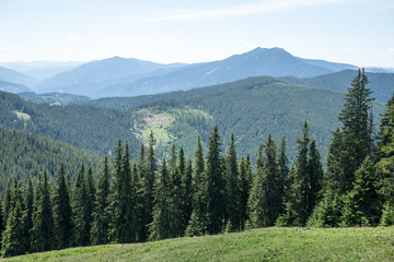 View of Rarau and Giumalau mountains in Bucovina, Romania
