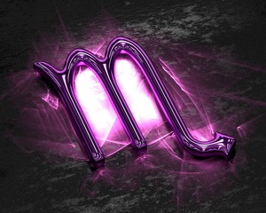 Sign of the zodiac in pink metal with caustics - Scorpio