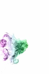 Abstract colorful smoke on white background, smoke background,colorful ink background,Violet, Green, Orange
