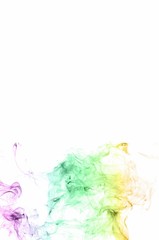 Abstract colorful smoke on white background, smoke background,colorful ink background,Violet, Green, Orange