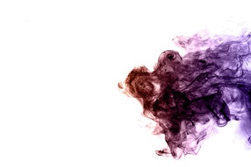 Abstract colorful smoke on white background, smoke background,colorful ink background,Violet,purple, Orange, beautiful smoke