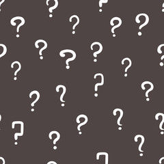 Vector black and white hand drawn question mark seamless pattern