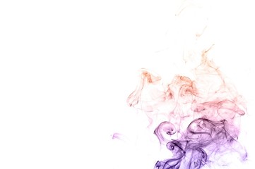 Abstract colorful smoke on white background, colorful ink background,Violet,purple, Orange, beautiful smoke