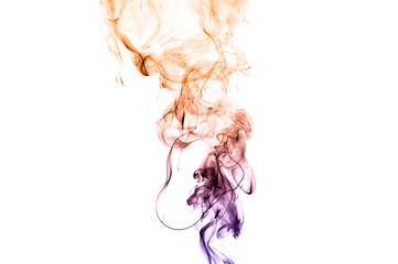 Abstract colorful smoke on white background, colorful ink background,Violet,purple, Orange, beautiful smoke