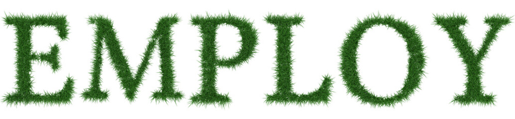 Employ - 3D rendering fresh Grass letters isolated on whhite background.