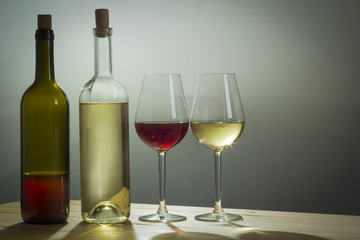 Glasses of wine, white background