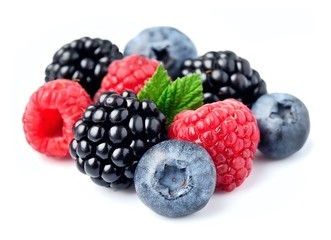 Sweet berries mix isolated .