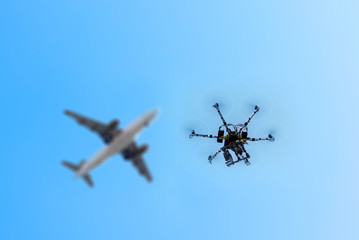 drone flying dangerously close to manned aircraft