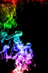 Abstract colorful smoke on black background, smoke background,colorful ink background,rainbow Blue,beautiful color smoke