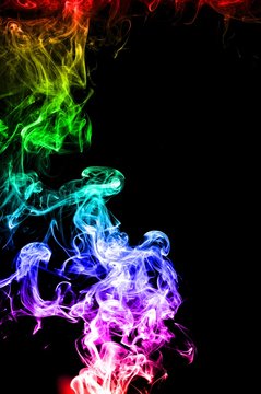 Abstract colorful smoke on black background, smoke background,colorful ink background,rainbow Blue,beautiful color smoke