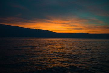 Beautiful sunset on the Italian lake Garda