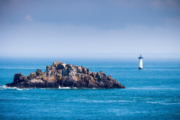 Pointe du Grouin scenic view, rocky coastline. Brittany, France.