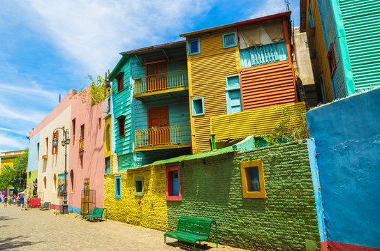 Colorido do Caminito, tradicional rua de la boca, bairro da cidade de Buenos Aires, Argentina
