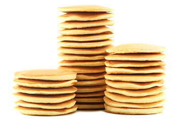 Tasty pancakes isolated on white