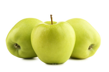 Green apples isolated on white background
