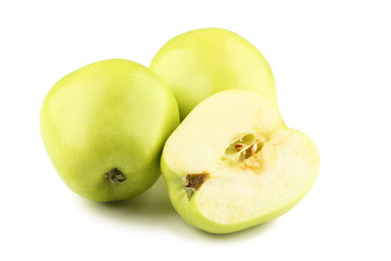 Green apples isolated on white background