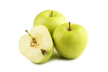 Green apples isolated on white background