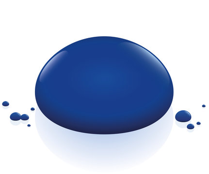 Blue ink drop - isolated vector illustration on white background.