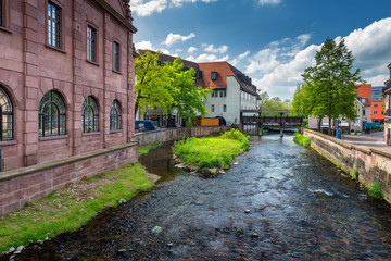 Cityscape by the river Alb in Ettlingen, Black Forest, Baden-Wurttemberg, Germany, Europe