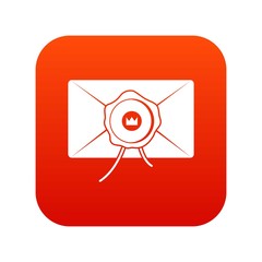 Envelope with wax seal icon digital red