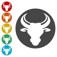Bull icons set vector illustration 