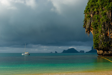 Beautiful scary clouds in front of heavy rain and storm