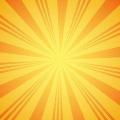 Yellow grunge sunbeam background. Sun rays abstract wallpaper. Surface pattern design with symmetrical lines ornament.