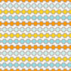 Fototapeta premium Summer colors seamless pattern with battlement curved lines. Repeated geometric figures wallpaper. Modern surface.
