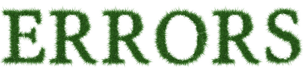 Errors - 3D rendering fresh Grass letters isolated on whhite background.
