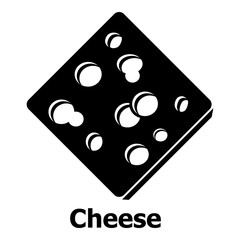 Sliced cheese icon, simple black style