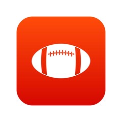 Rugby ball icon digital red