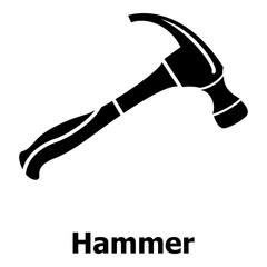 Hammer icon, simple black style
