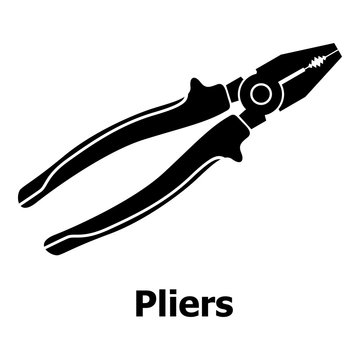 Pliers icon, simple black style