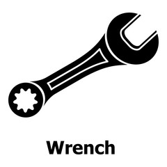Wrench icon, simple black style