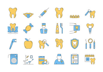 Linear COLOR icon set 7 - DENTAL CARE