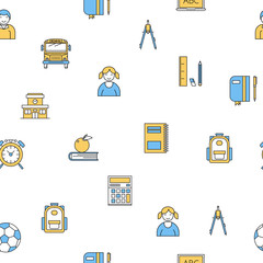 Seamless pattern with school supplies