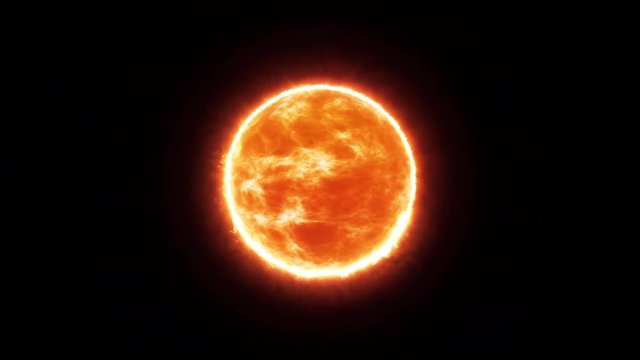 The Sun. Space animation, burning star in the universe.