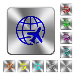 World travel rounded square steel buttons