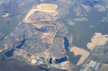 Aerial view - Western Russia at spring time - from great height.
