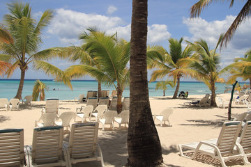 Tropical beach. Caribbean resort.