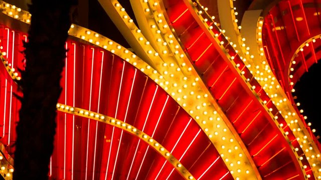 Red Neon Tube Design Casino Blinking Lights Detail.