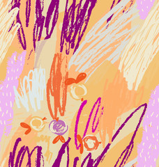 Rough scribbles and doodles with abstract apples