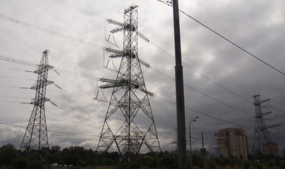 electric pole in autumn weather