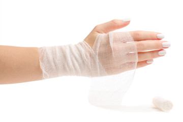 Female hand in bandage